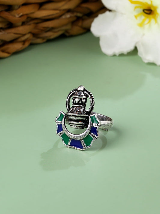 Enameled Statement Ring-Adjustable