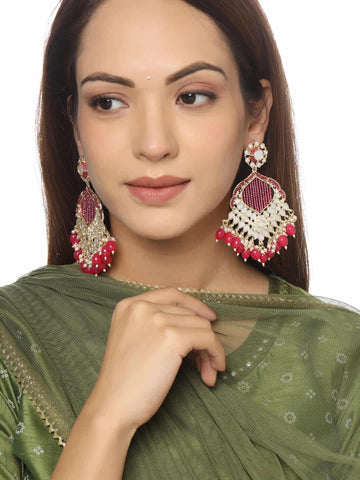 gold-plated-red-beads-studded-mirror-earrings-viraasi