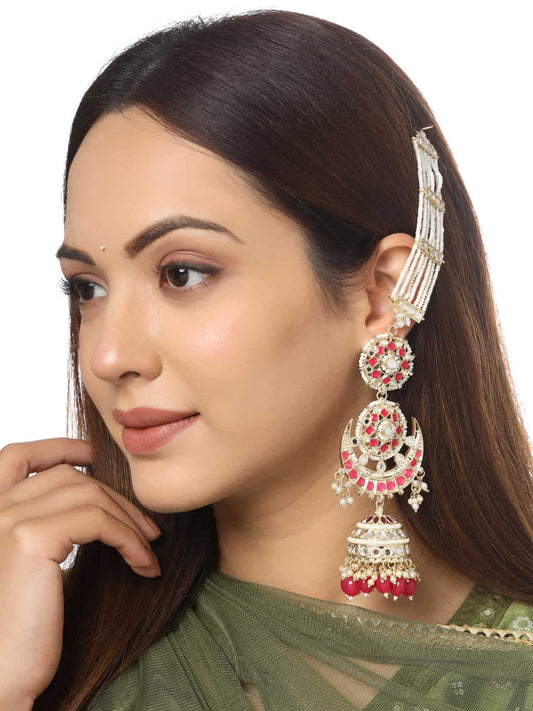 Bridal Jadau Kundan Chandbali Kanauti Earrings