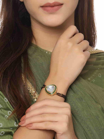 Gold Plated Kundan Studded Mangalsutra Bracelet