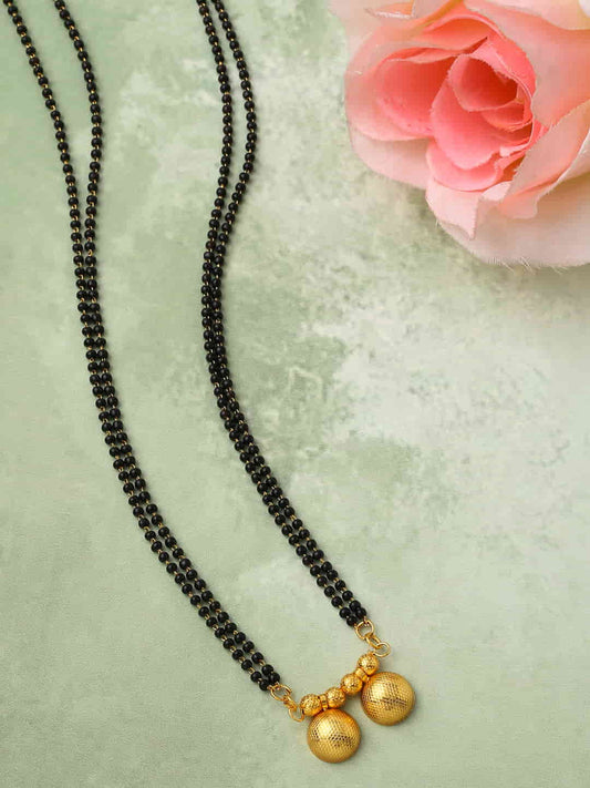 Gold Plated Black Beaded Stylish Mangalsutra for Women