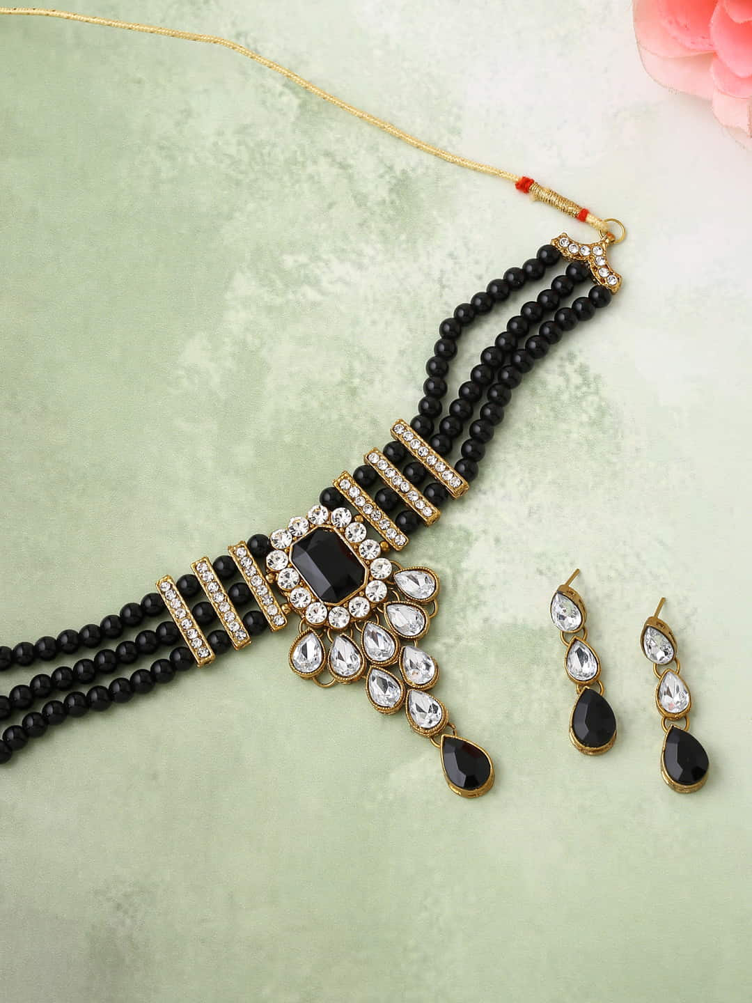 black-beads-studded-choker-necklace-set-viraasi