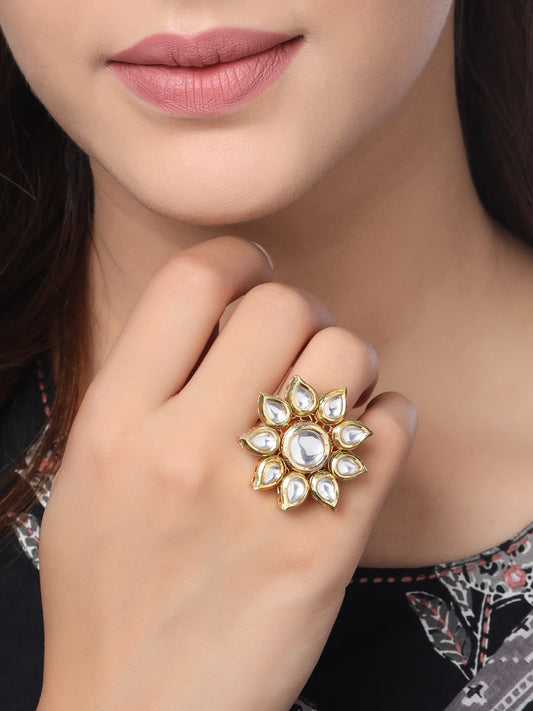 Kundan Studded Ring-Adjustable