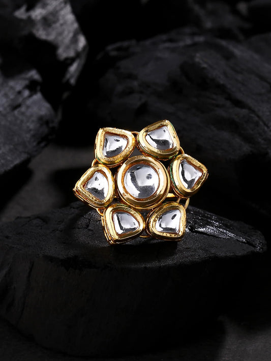 Kundan Studded Gold Plated Ring