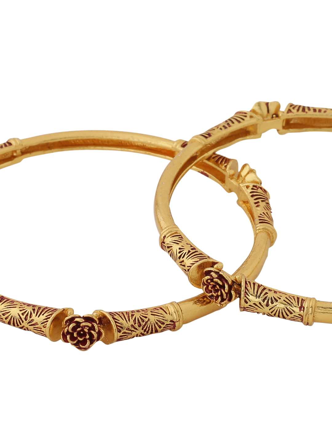 gold-plated-flower-design-bangle-set-of-2-for-women-viraasi