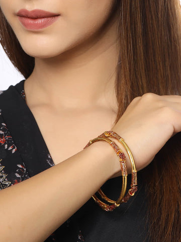 gold-plated-flower-design-bangle-set-of-2-for-women-viraasi