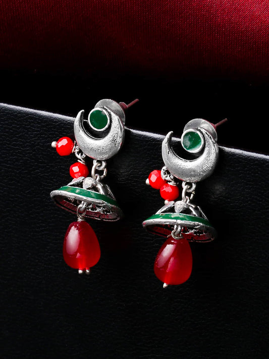 oxidised-chandbali-earrings-with-red-pearl-viraasi