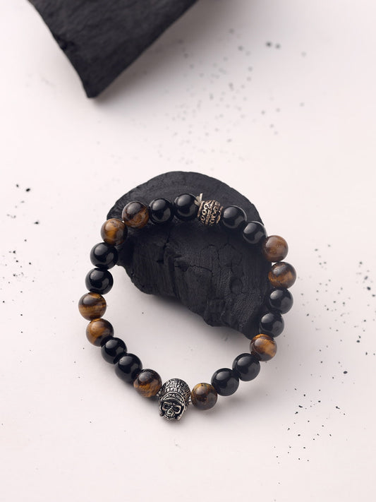 Owl Shape Bracelet with Black and Brown Beads