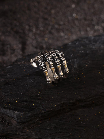 Silver Plated Skeleton Shape Ring for Men