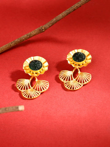 Sun Flower Shape Gold Plated Earrings