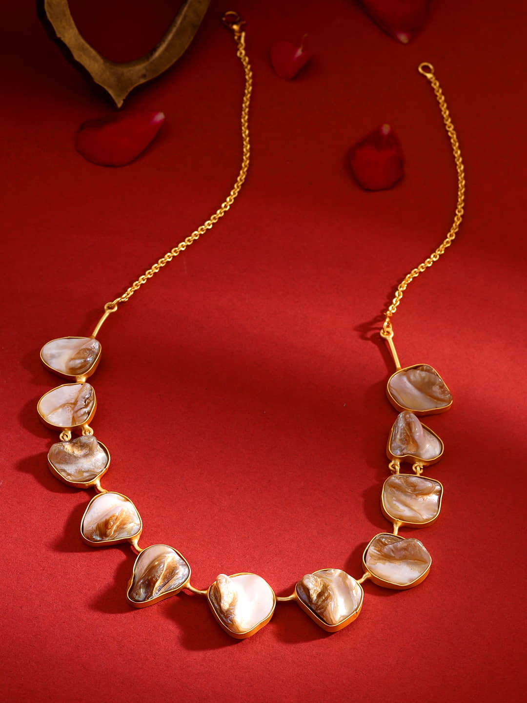 Gold Plated Raw Stone Necklace for Women