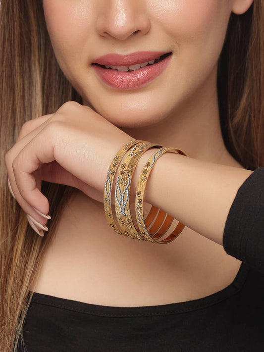 Stylish Gold Plated Set of 4 Bangle