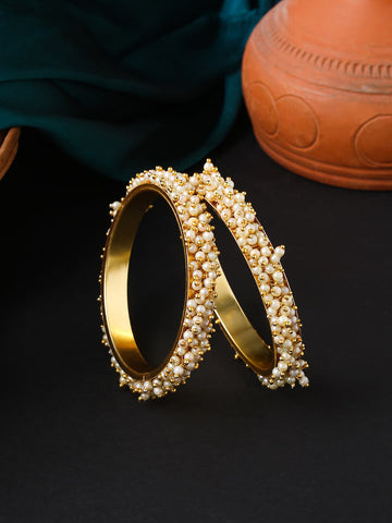 Gold plated Beaded Bangle Set of 2 for Women