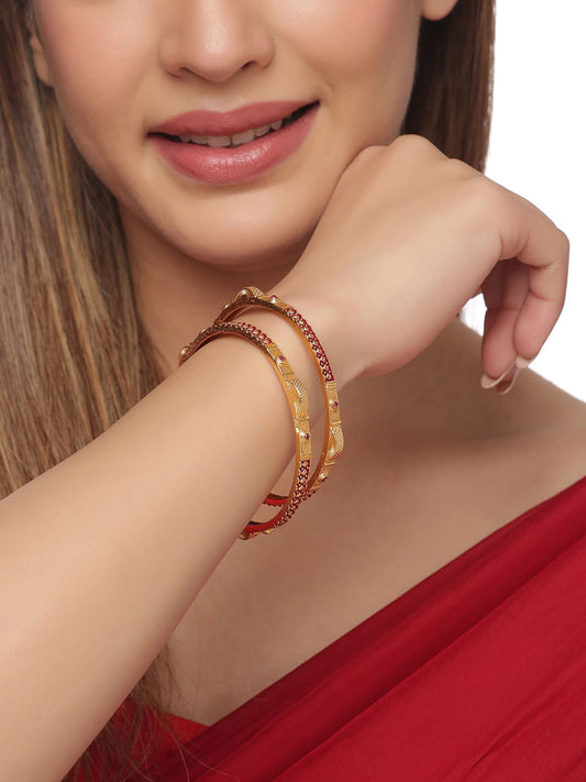 Gold plated Traditional Bangle Set of 2 for Women and girls