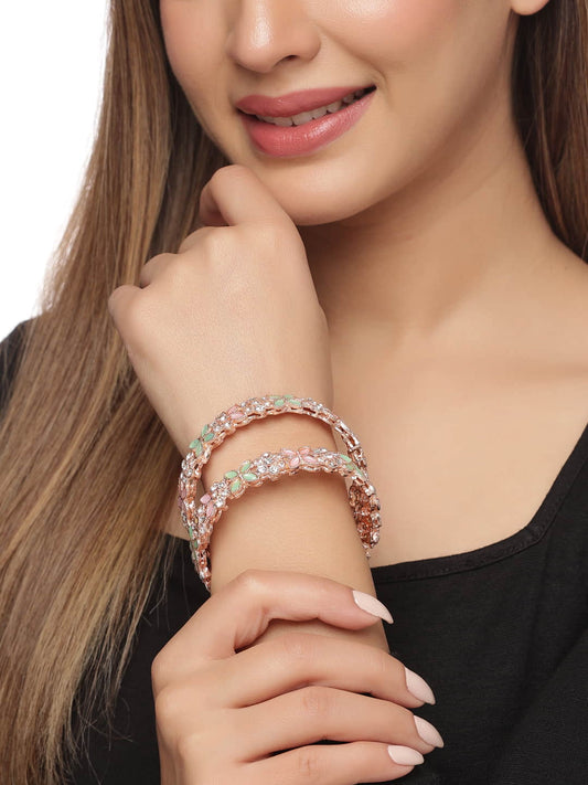 Rose Gold plated Stone Studded Bangle for Women