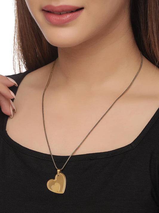 Gold Plated Heart Shape Pendant with Chain for Women