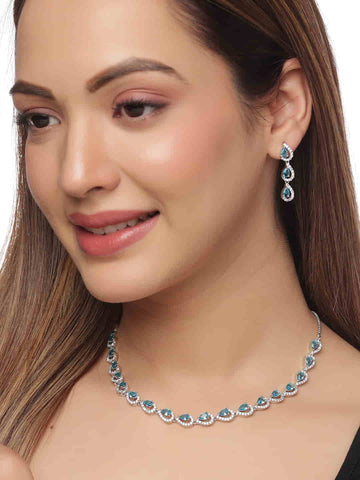 Silver Plated AD Studded Choker jewellery Set