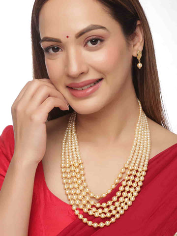 Gold Plated Pearl Layered Jewellery Set