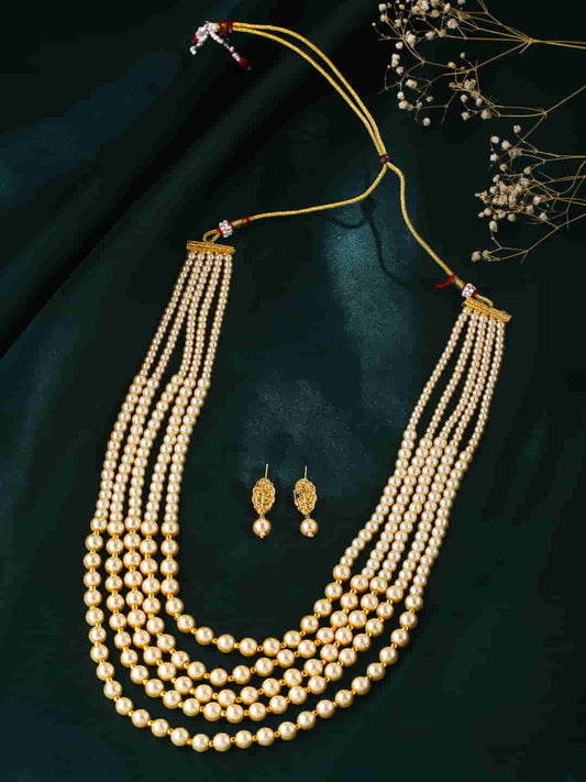 Gold Plated Pearl Layered Jewellery Set