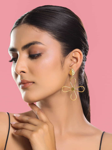Flower Shape Gold-Plated Earrings for Women