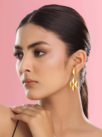 Leaf Shape Gold-Plated Earrings
