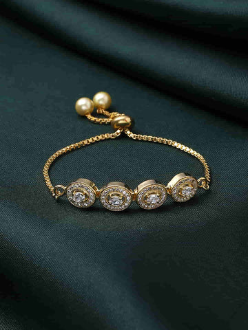 AD Studded Gold Plated Bracelet for Women
