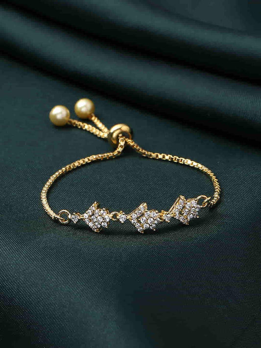 Gold Plated Stylish AD Studded Bracelet for Women and Girls